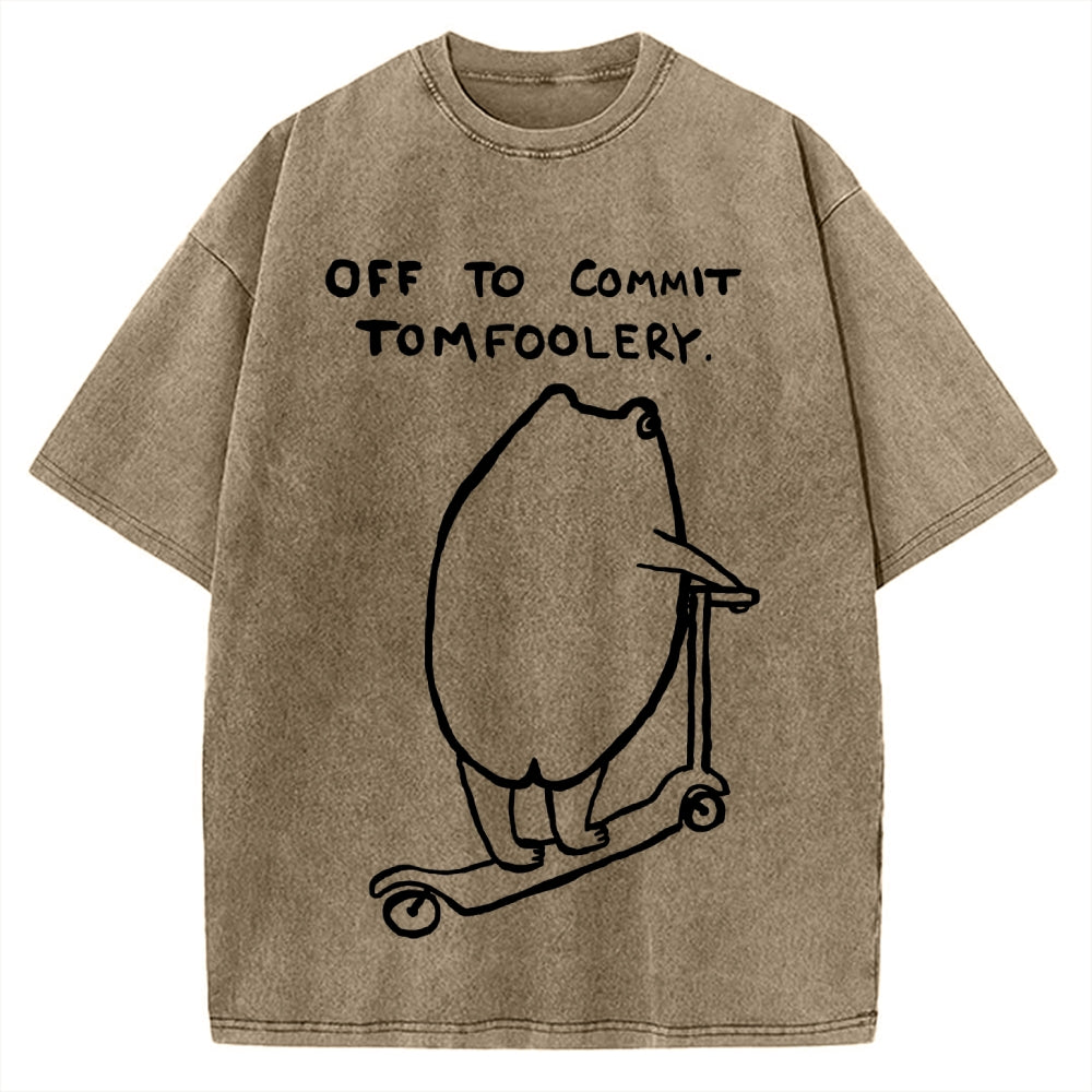 Off To Commit Tomfoolery Frog Loves Vintage Washed T-shirt