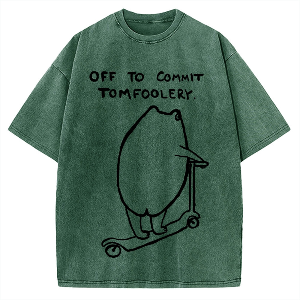 Off To Commit Tomfoolery Frog Loves Vintage Washed T-shirt