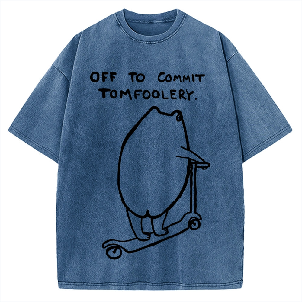 Off To Commit Tomfoolery Frog Loves Vintage Washed T-shirt