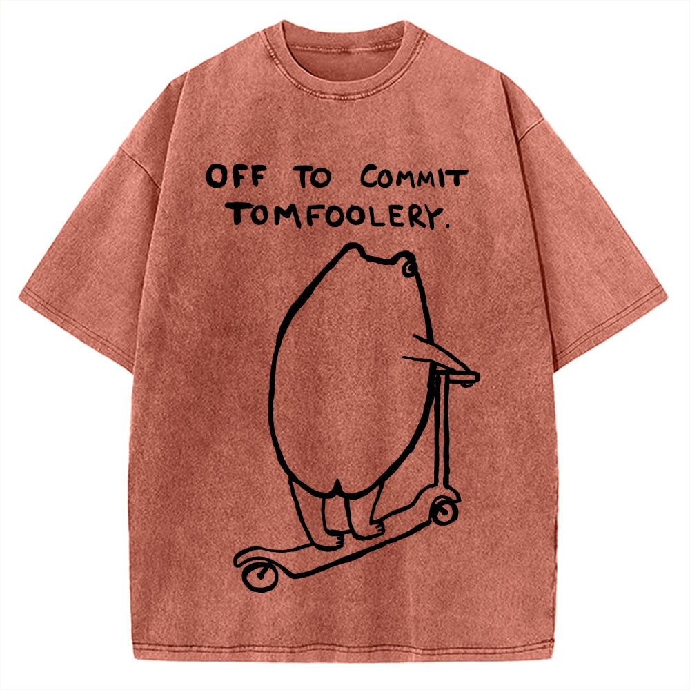 Off To Commit Tomfoolery Frog Loves Vintage Washed T-shirt