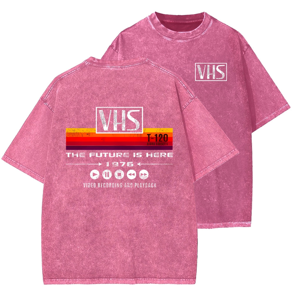 VHS Vintage Wash Japanese Design Back Art T-Shirt