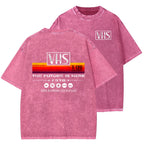 VHS Vintage Wash Japanese Design Back Art T-Shirt