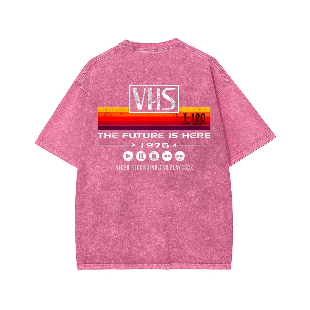 VHS Vintage Wash Japanese Design Back Art T-Shirt