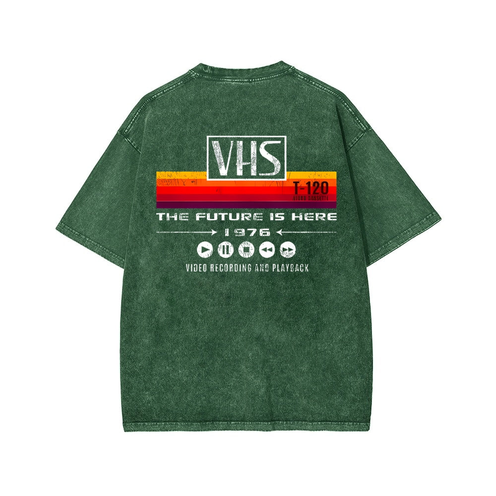 VHS Vintage Wash Japanese Design Back Art T-Shirt
