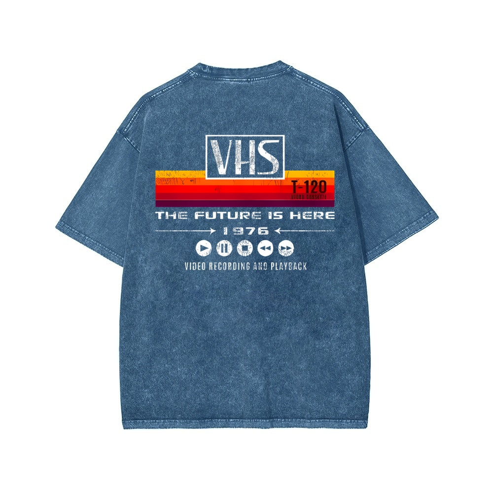 VHS Vintage Wash Japanese Design Back Art T-Shirt