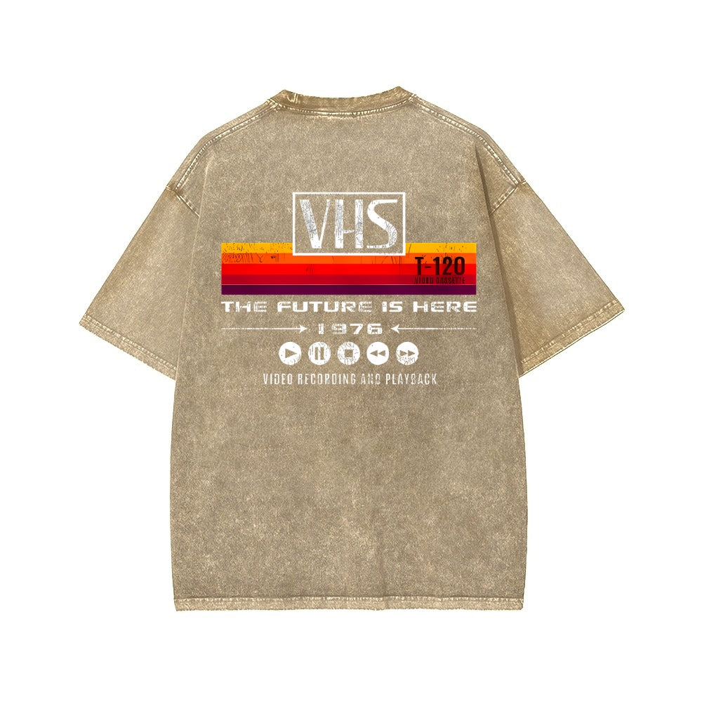 VHS Vintage Wash Japanese Design Back Art T-Shirt