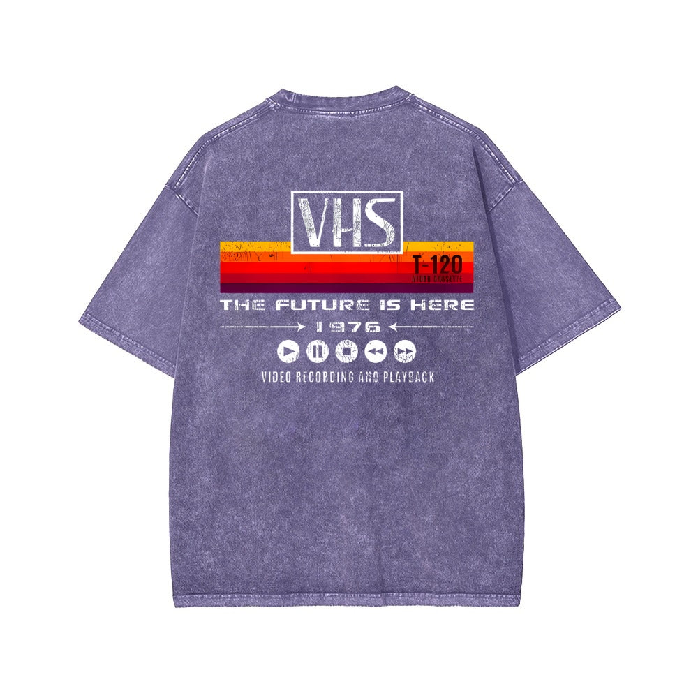 VHS Vintage Wash Japanese Design Back Art T-Shirt