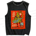 Unisex Musical Christmas Tree Light Printed Washed Tank Top