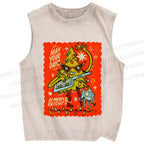 Unisex Musical Christmas Tree Light Printed Washed Tank Top