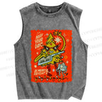Unisex Musical Christmas Tree Light Printed Washed Tank Top