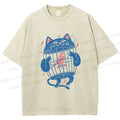 Unisex Bird In Cat Cage Printed Washed Tee