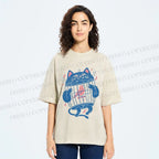 Unisex Bird In Cat Cage Printed Washed Tee