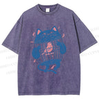 Unisex Bird In Cat Cage Printed Washed Tee