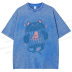 Unisex Bird In Cat Cage Printed Washed Tee