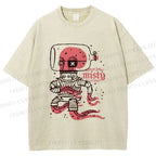 Unisex Vintage Octopus Astronaut Printed Washed Tee