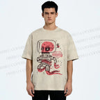 Unisex Vintage Octopus Astronaut Printed Washed Tee