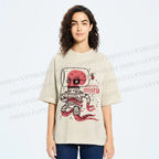 Unisex Vintage Octopus Astronaut Printed Washed Tee