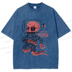 Unisex Vintage Octopus Astronaut Printed Washed Tee