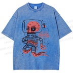 Unisex Vintage Octopus Astronaut Printed Washed Tee