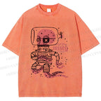 Unisex Vintage Octopus Astronaut Printed Washed Tee
