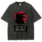 Unisex Do Not Feed Bad Wolf Printed Washed Tee