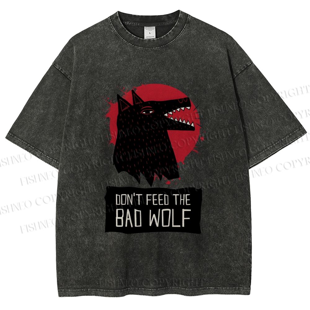 Unisex Do Not Feed Bad Wolf Printed Washed Tee