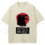 Unisex Do Not Feed Bad Wolf Printed Washed Tee