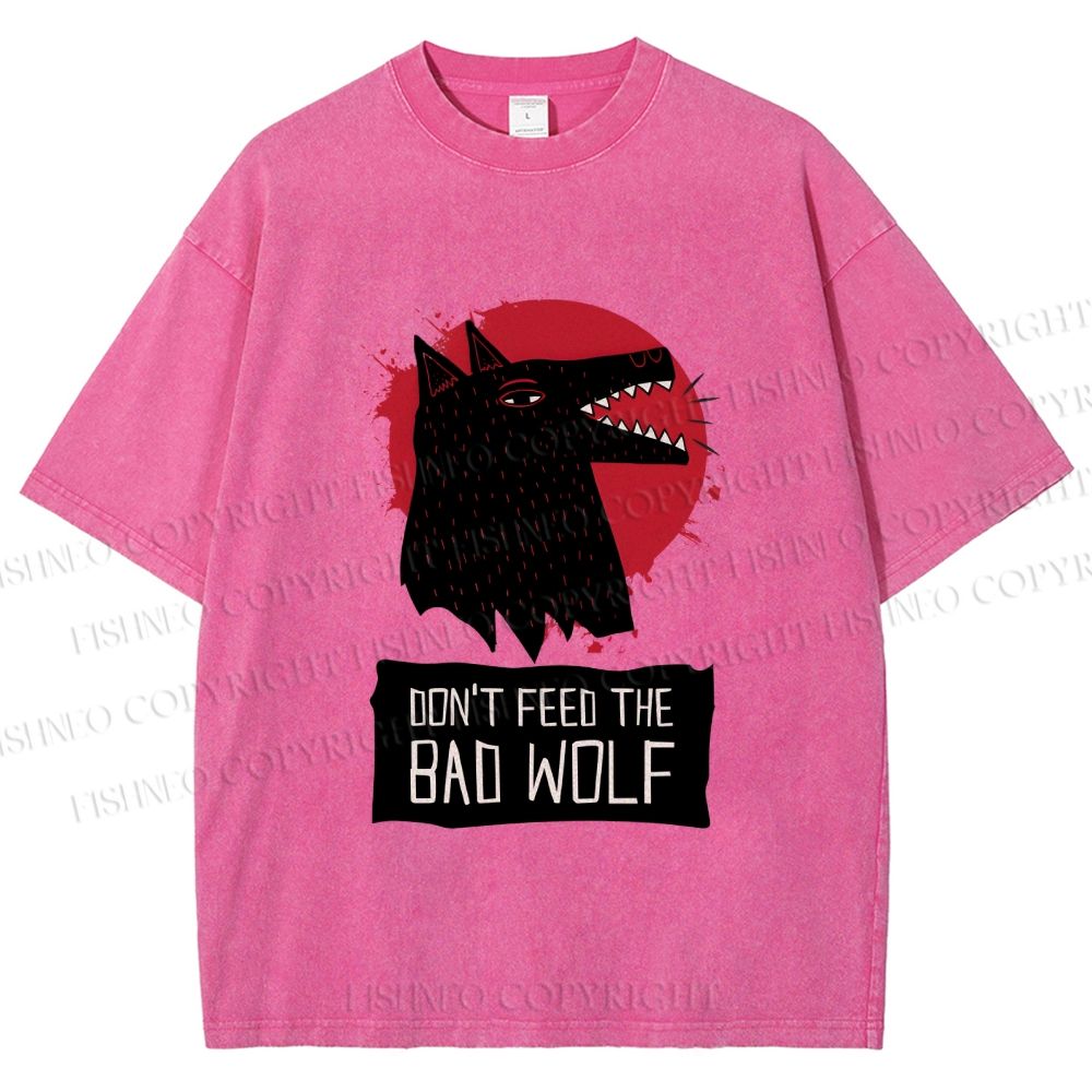 Unisex Do Not Feed Bad Wolf Printed Washed Tee