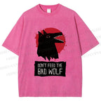 Unisex Do Not Feed Bad Wolf Printed Washed Tee