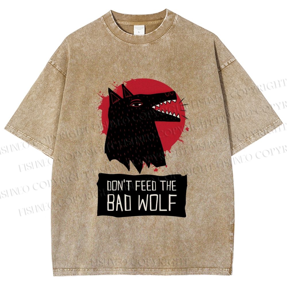 Unisex Do Not Feed Bad Wolf Printed Washed Tee