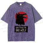 Unisex Do Not Feed Bad Wolf Printed Washed Tee