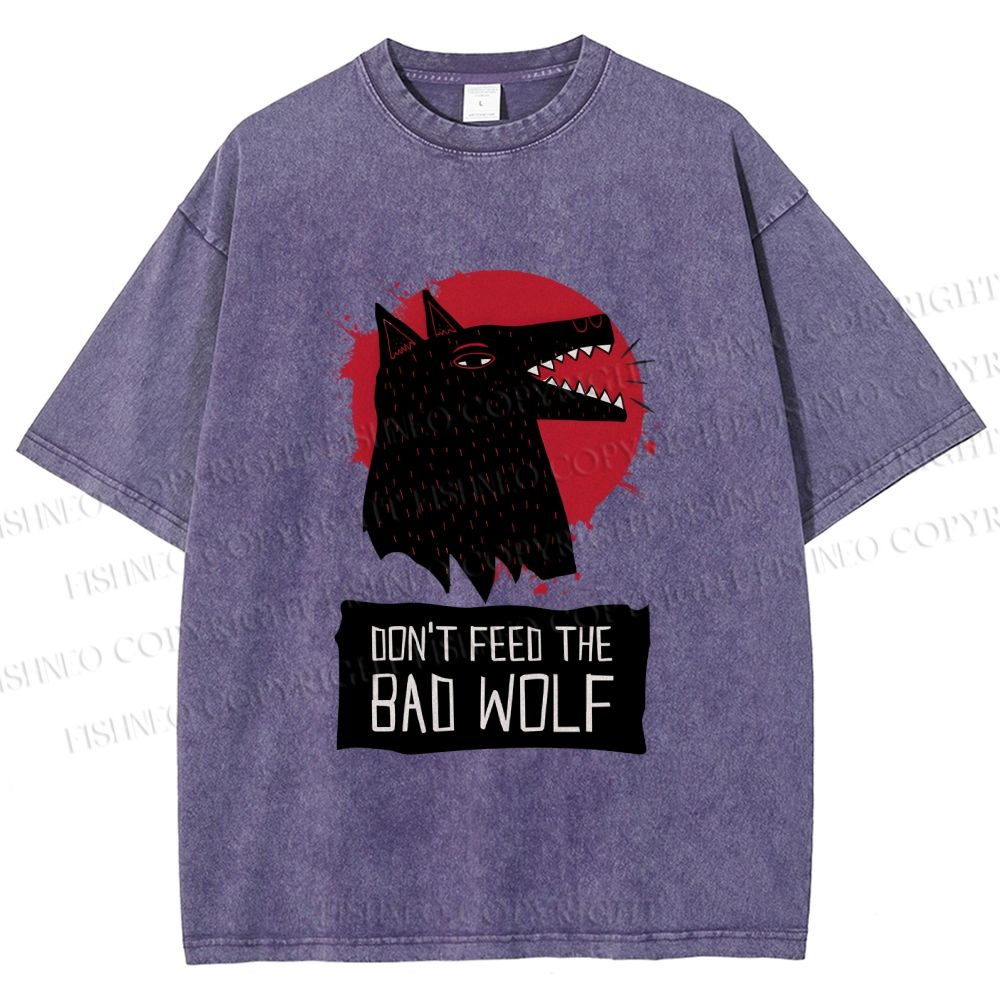 Unisex Do Not Feed Bad Wolf Printed Washed Tee