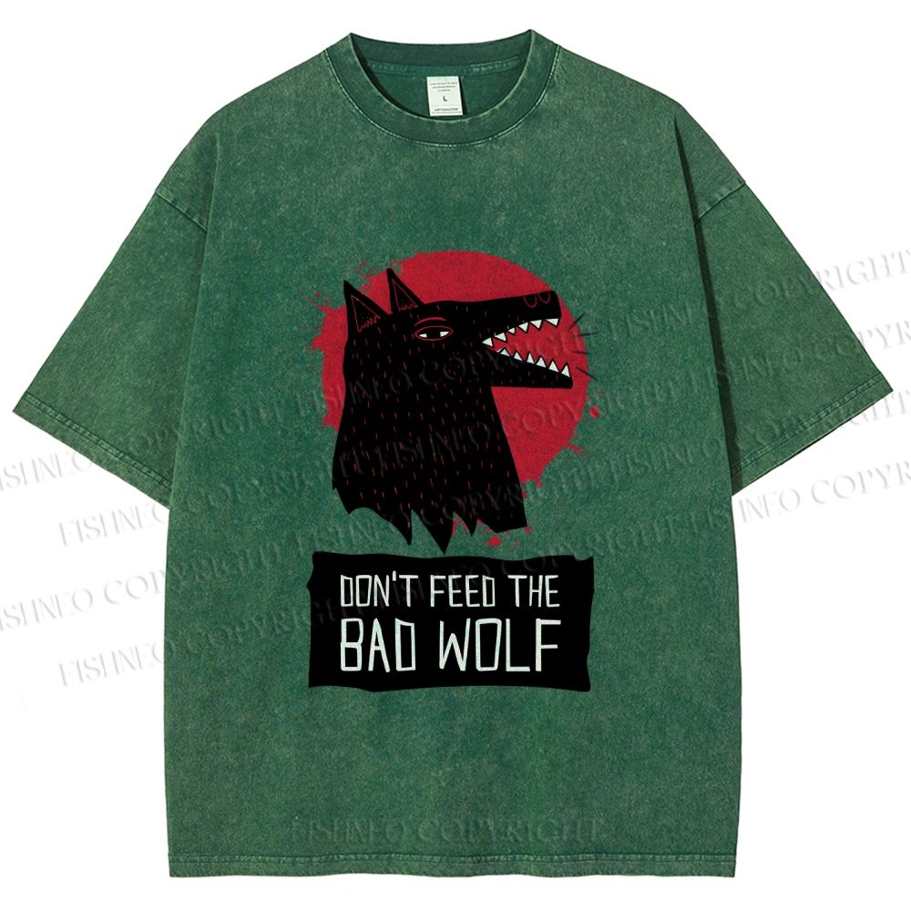 Unisex Do Not Feed Bad Wolf Printed Washed Tee