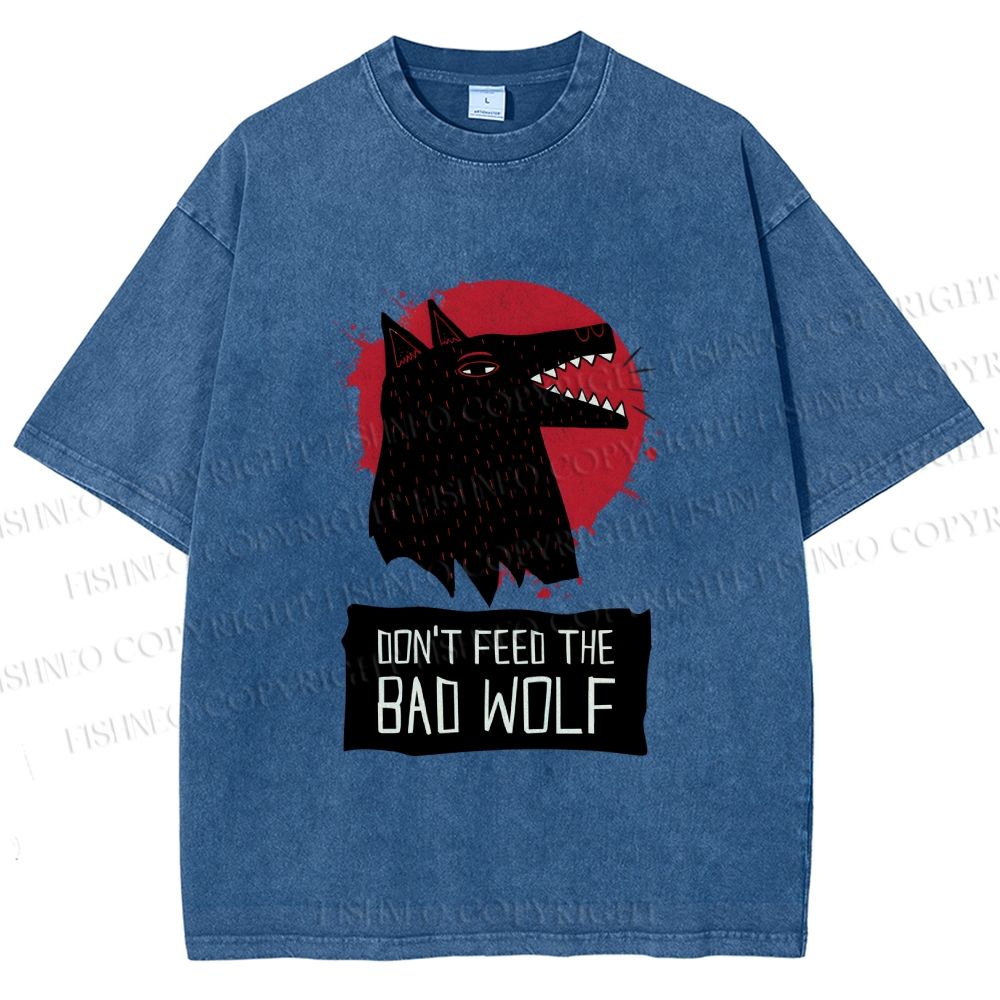 Unisex Do Not Feed Bad Wolf Printed Washed Tee