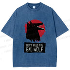 Unisex Do Not Feed Bad Wolf Printed Washed Tee
