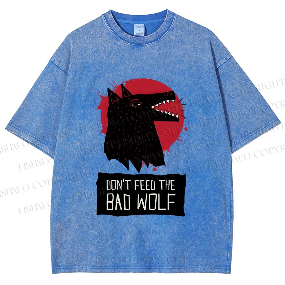 Unisex Do Not Feed Bad Wolf Printed Washed Tee