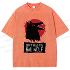 Unisex Do Not Feed Bad Wolf Printed Washed Tee