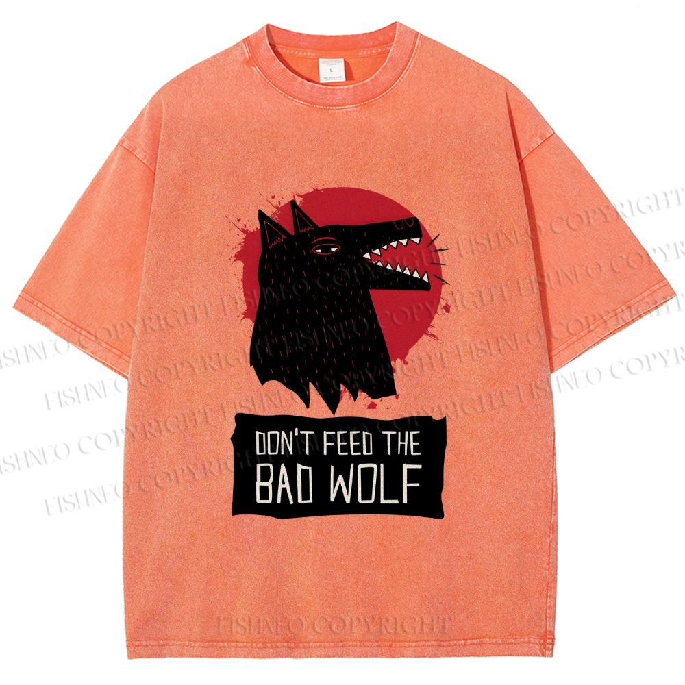 Unisex Do Not Feed Bad Wolf Printed Washed Tee