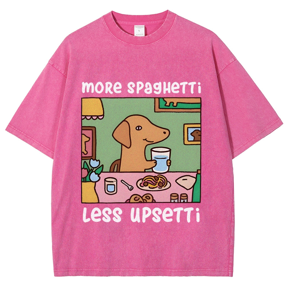 Doxie Eating Spaghetti Washed T-Shirt