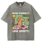 Doxie Eating Spaghetti Washed T-Shirt