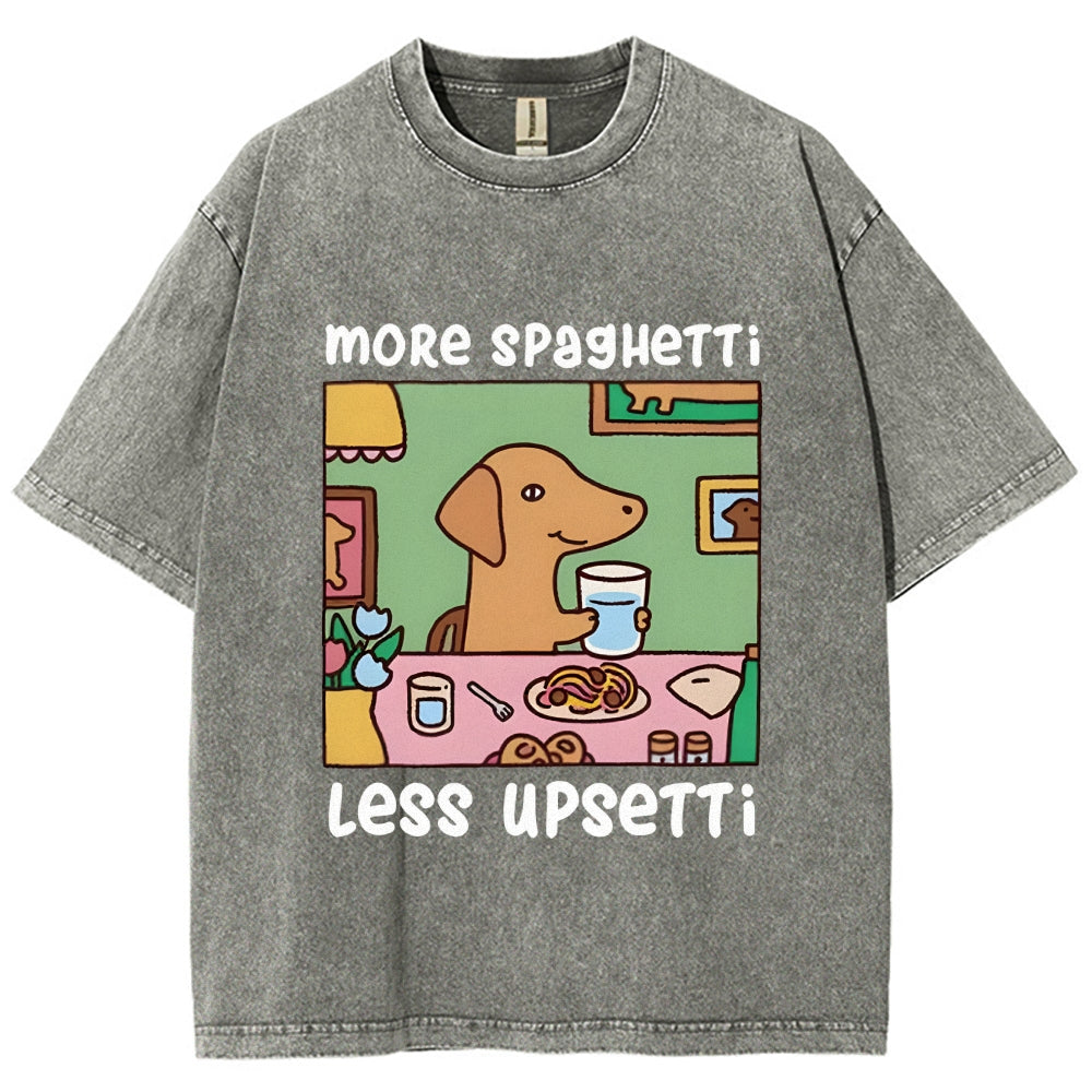 Doxie Eating Spaghetti Washed T-Shirt
