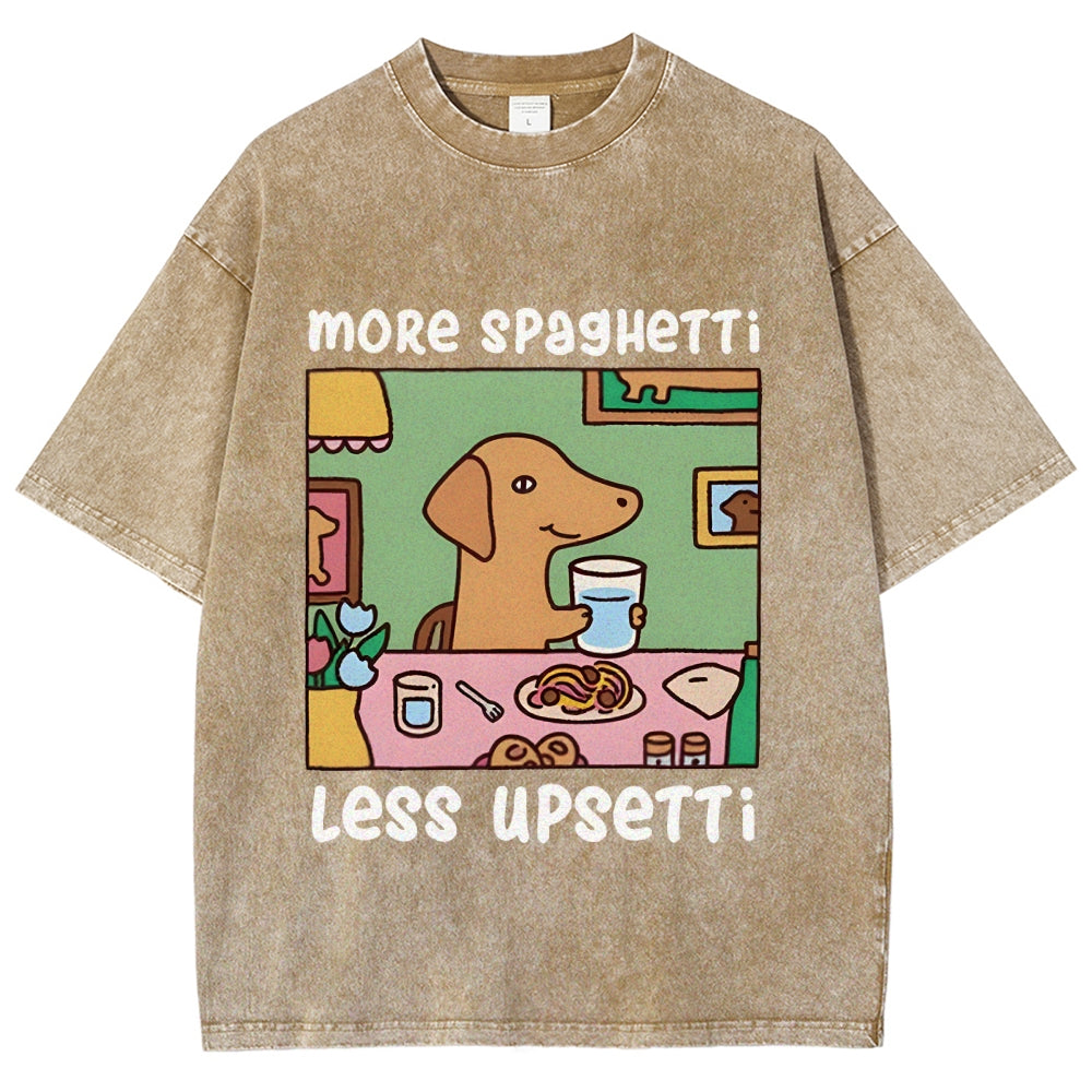 Doxie Eating Spaghetti Washed T-Shirt