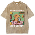 Doxie Eating Spaghetti Washed T-Shirt