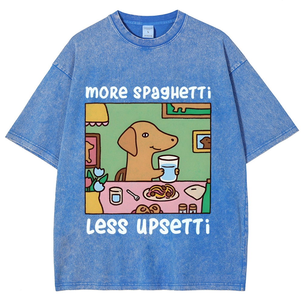 Doxie Eating Spaghetti Washed T-Shirt