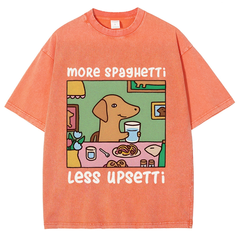 Doxie Eating Spaghetti Washed T-Shirt