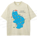Unisex Cookie Monster Christmas Lights Printed Washed Tee