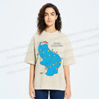 Unisex Cookie Monster Christmas Lights Printed Washed Tee
