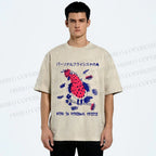 Unisex Bird in personal crisis Japanese Printed Washed Tee