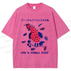 Unisex Bird in personal crisis Japanese Printed Washed Tee