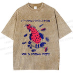 Unisex Bird in personal crisis Japanese Printed Washed Tee
